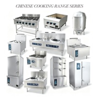 Cuisinière à gaz multifonctionnelle commerciale à 6 brûleurs haute puissance 45 kW en acier inoxydable avec fonctions de grillade et de sautage
