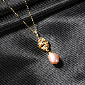 Collar con Colgante de Plata de Ley S925 con Perla Natural de Agua Dulce y Circonita para Mujer, Joyería al por Mayor - Product Image 5