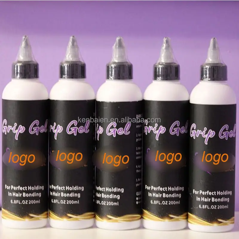 Gel adhesivo para pelucas, pegamento líquido transparente con logotipo personalizado, venta al por mayor