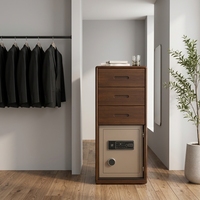 Coffre-fort intelligent en bois WeiChi WW016 avec serrure à empreinte digitale, 3 tiroirs et rangement multi-niveaux pour objets de valeur de chambre à coucher