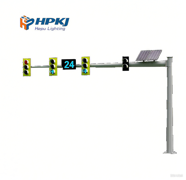 Galvanized Steel Cross Road Traffic Light Pole Outdoor LED Traffic Signal Light