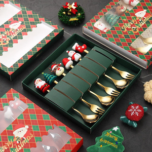 Bestselling Cute <b>Christmas</b> Cutlery Set Santa Snowman <b>Reindeer</b> <b>Decor</b> Handle Golden Spoon Fork Holiday Tabletop Gift - Product Image 2