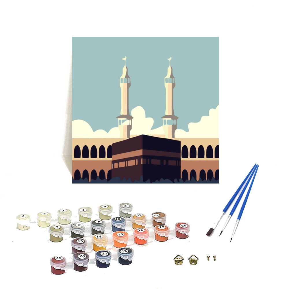 Drofe Q1004 DIY Building Oil Painting Custom Landscape Wall Art Paint by Number on Canvas with Framed Design Wholesale