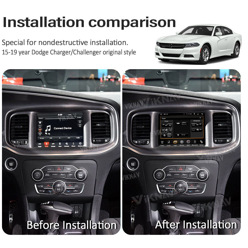 Inch Car Radio for Dodge Charger Challenger 2015-2019 Wireless Carplay  Android Auto Tape Recorder GPS Navigation Head Unit