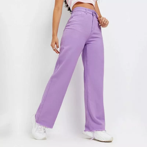 Vaqueros con cremallera y borlas para mujer, ropa de calle de cintura alta, color sólido, moda personalizada - Product Image 3