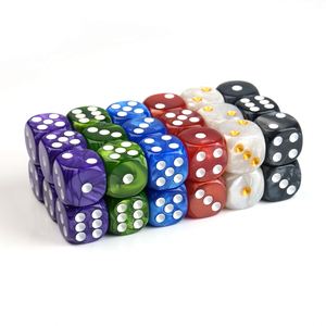 Juego de Dados de Acrílico Multicolor Sólido de 6 Caras con Esquinas Redondeadas de 16 mm, Colores Perla con Textura de Mármol, para Juegos de Mesa - Product Image 1