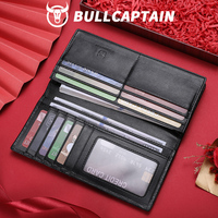 Dompet Panjang Kulit Asli BULLCAPTAIN Motif Buaya untuk Pria - Dompet Kartu Bisnis Mewah dengan Pelindung RFID