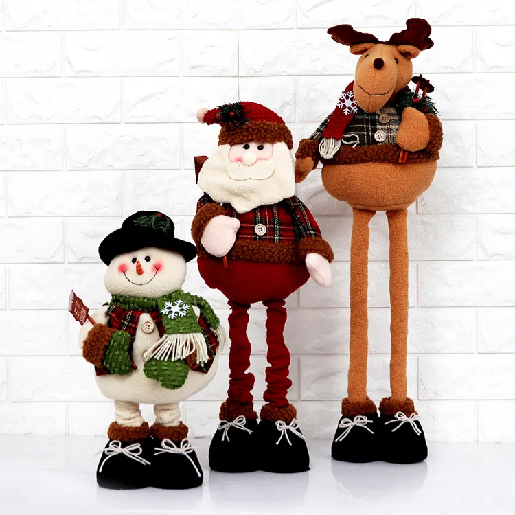 Weihnachten Neuheit Spielzeug ausziehbare Weihnachts elch Weihnachts mann Puppen für Kinder Geschenke Neujahr Ornamente Dekoration