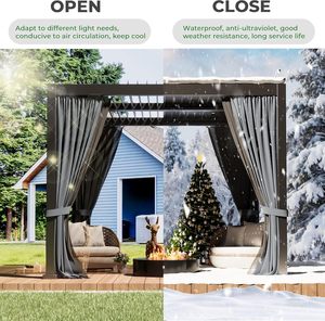 Pérgola de Aluminio con Techo de Láminas Ajustables e Impermeables, Gazebo para Exteriores - Product Image 6