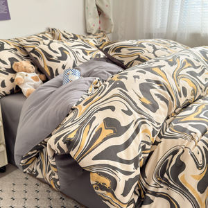 Ensemble de draps, taies d'oreiller et housses de couette en pur coton, simple et frais, quatre pièces - Product Image 2