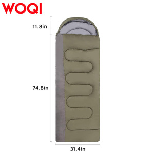 Sac de couchage WOQI Envelope 3 saisons, léger, respirant, polyester, kaki foncé, unisexe, pour le camping, la randonnée, les voyages en plein air - Product Image 4