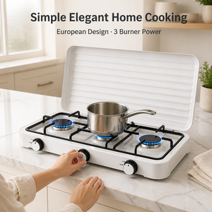 Fornello a Gas Portatile da Esterno a 3 Fuochi, Design Europeo, Piano Cottura a Gas da Tavolo Alimentato a Batteria, Ecologico per Uso Domestico - Product Image 6