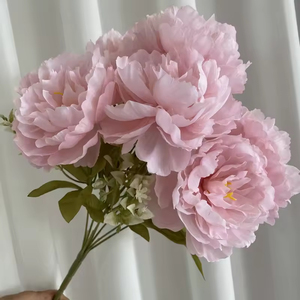 Ramo de peonía de seda de 7 cabezas de estilo nórdico, flores artificiales para decoración del hogar y la boda - Product Image 6