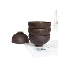 Bol en coquille de noix de coco écologique naturel Bol à nouilles à salade de fruits de noix de coco Bol en bois fait à la main pour enfant