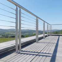 Garde-corps de balcon et d'escalier en acier inoxydable pour patio, fixation au sol, grille invisible, pour extérieur, villa, câble 316 304 5mm, poteau noir
