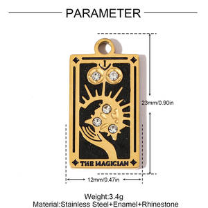 จี้ไพ่ทาโรต์สแตนเลสสำหรับคู่รักคู่รักม่านบังแดดนาฬิกาทรายเคลือบเงาฝังเพทายสำหรับผู้หญิงและผู้ชาย - Product Image 6
