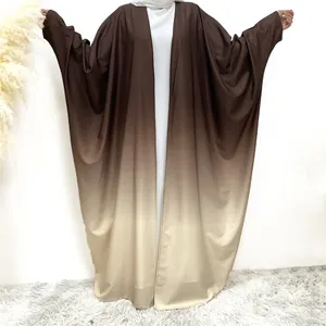 2024 mới được phát hành giản dị mở Gradient abaya khiêm tốn thời trang len hồi giáo hồi giáo quần áo cho phụ nữ khăn xếp cho người lớn