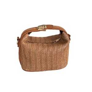 กระเป๋าสานฟางขนาดเล็ก สีน้ำตาลเบจ สะพายข้าง สำหรับใช้ในชีวิตประจำวัน ฤดูใบไม้ผลิ 2024 มีช่องซิป - Product Image 5