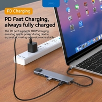 Estación de acoplamiento multipuerto de concentrador tipo C 8 en 1 de alta calidad con 4K HDMI USB3.0 RJ45 SDTF adaptador de carga PD de 2 puertos USB C