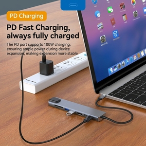 Estación de acoplamiento multipuerto de concentrador tipo <span class=keywords><strong>C</strong></span> 8 en 1 de alta calidad con 4K <span class=keywords><strong>HDMI</strong></span> USB3.0 <span class=keywords><strong>RJ45</strong></span> SDTF adaptador de carga PD de 2 puertos <span class=keywords><strong>USB</strong></span> <span class=keywords><strong>C</strong></span> - Product Image 3