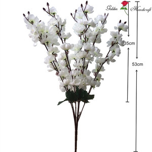 Fleurs décoratives artificielles S0082, <span class=keywords><strong>fleur</strong></span> <span class=keywords><strong>de</strong></span> pêche, 7 fourchettes, <span class=keywords><strong>fleur</strong></span> <span class=keywords><strong>de</strong></span> cerisier en soie pour mariage à domicile - Product Image 1