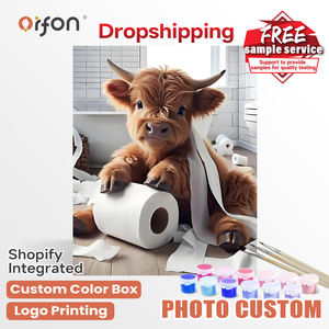 Kit de peinture par numéros ORFON - Vache des Highlands mignonne, papier toilette, graffiti, ensemble d'art acrylique pour débutants en bricolage, décoration intérieure, vente en gros - Product Image 1