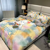 2024 plus récent poids léger de haute qualité 100% imprimé naturel pur soie tissu dessin animé ensemble de draps de lit