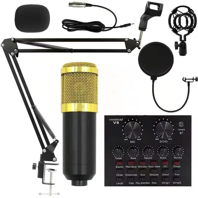 Podcast Equipment Bundle BM-800 Recording Studio Package With Voice Changer for Vlog Living Broadcast Live Streaming YouTube