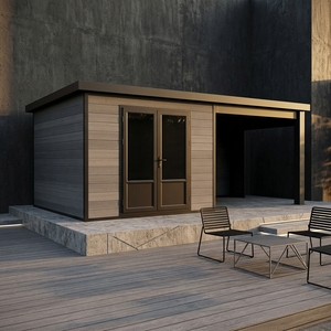 Abri de jardin en bois composite WPC de la série D, robuste, avec fenêtres à température constante en verre anti-balles et protection UV - Product Image 1