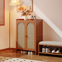 Honvidora Meuble à chaussures autoportant en bambou, à deux portes, multi-niveaux, de luxe léger et moderne, multifonctionnel, grande capacité, pour maison et villa