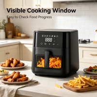 Friteuse à air électrique carrée 6L 1800W en acier inoxydable avec éléments chauffants supérieurs et inférieurs, pour cuisson professionnelle en hôtellerie, vente directe usine personnalisée