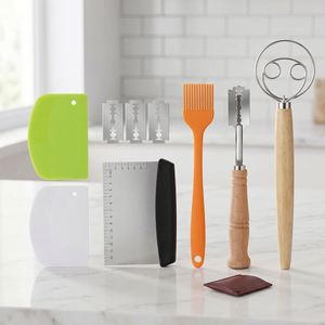 Kit de démarrage de levain de pâte à pain danoise sur mesure 6 pièces - Crochet à pâte, fouet hollandais, lame à pain, racloir de boulanger, brosse à pâtisserie en bois - Product Image 1