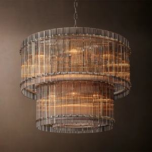 Lustre rond à <span class=keywords><strong>deux</strong></span> niveaux en verre RHOEM RH San Marco, lustre pour escalier, lustre pour villa, salon, éclairage de luxe, décoration de la maison - Product Image 6