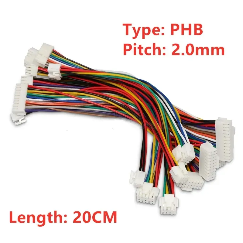 Phb 2.0mm Nữ kết nối thiết bị đầu cuối cáp 20cm kết nối với khóa 4P 6P 8P 10P 12p 14P 16P 20p đôi đầu