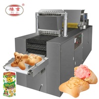 Ligne de production industrielle complète de biscuits creux imprimés motif panda, avec mélange, formage, cuisson et remplissage de la pâte