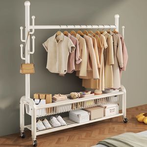 Porte-vêtements à <span class=keywords><strong>2</strong></span> niveaux pour chambre à coucher, style crème, avec roulettes, vente en gros d'usine - Product Image 3