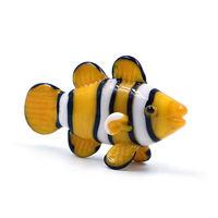 Figurine de poisson-clown en verre soufflé artisanal de Murano, créature marine décorative
