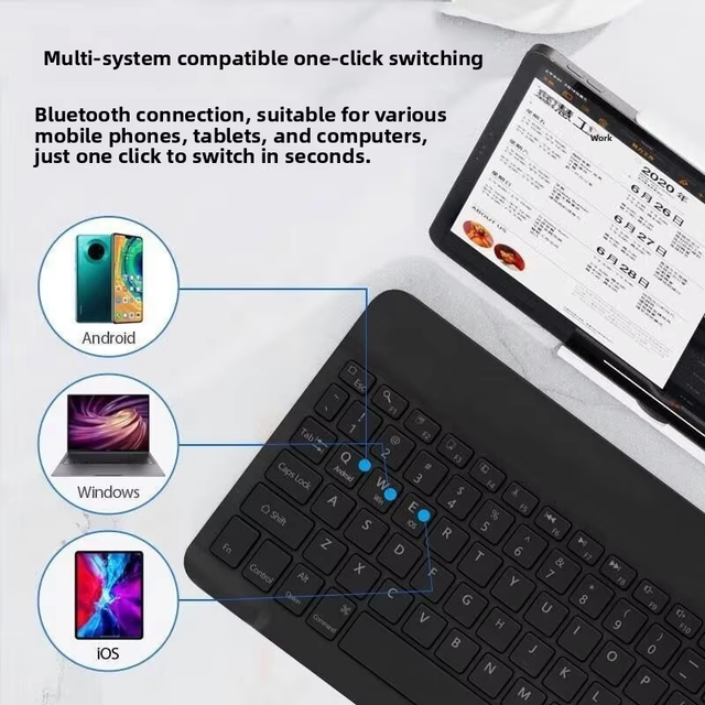 Portable Bluetooth Keyboard And Mouse Combo,Silent Wireless Set For iPad Tablet Phone PC Android Mac