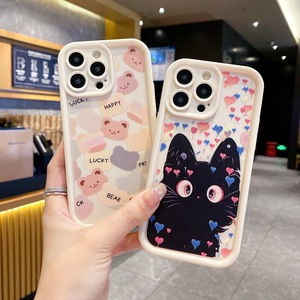 Coque de téléphone créative Ours et <span class=keywords><strong>Chat</strong></span> <span class=keywords><strong>Noir</strong></span> pour iPhone 15 16 17 Pro Max, style dessin animé, protection anti-chute pour couple - Product Image 6