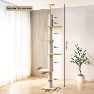 Massivholz Kratzbaum Turm Boden Decke Katzen Klettergerüst Höhenverstellbar Katzenbaum Nachhaltig Funktion Decken Zugang - Product Image 1