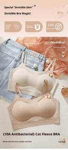 Bretelles réglables minces à la mode sans fil sans couture respirant 3/4 bonnets soutien-gorge push-up gros seins Spandex matériel - Product Image 5