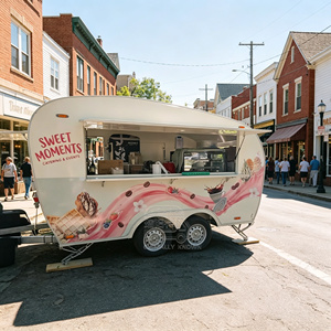 Mobile Food Cart With Wheels Ice Cream Cart Bubble Tea Hamburger Restaurant <b>Kitchen</b> Bbq Fully Equipped Vintage Food Truck - Product Image 6
