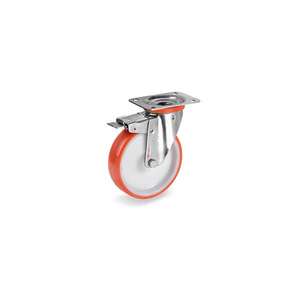 TELLURE ROTA - 606723 Injection polyurethane wheels, polyamide 6 centre, <b>swivel</b> top <b>plate</b> bracket type NLX with front lock - whe - Product Image 1