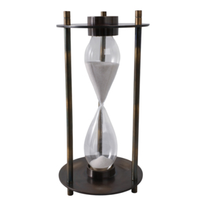 Clessidra moderna in metallo e vetro con base a bussola, timer a sabbia per decorazioni casa e ufficio - Product Image 1