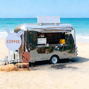 Remolque de Comida Redondeado, Fabricado con Acero Inoxidable con Acabado Espejo, con Ventana de Servicio Abierta para la Venta de Café y Aperitivos - Product Image 2