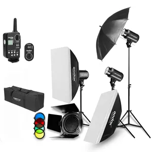 3 x Godox E300 Studio Flash Light 900W Kit with Stand and bag video lights set photography service