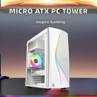 Boîtier PC Micro ATX de haute qualité en acrylique, panneau latéral avec fenêtre, bande ARGB, ordinateur de bureau de jeu haut de gamme avec 3x2.5'' SSD