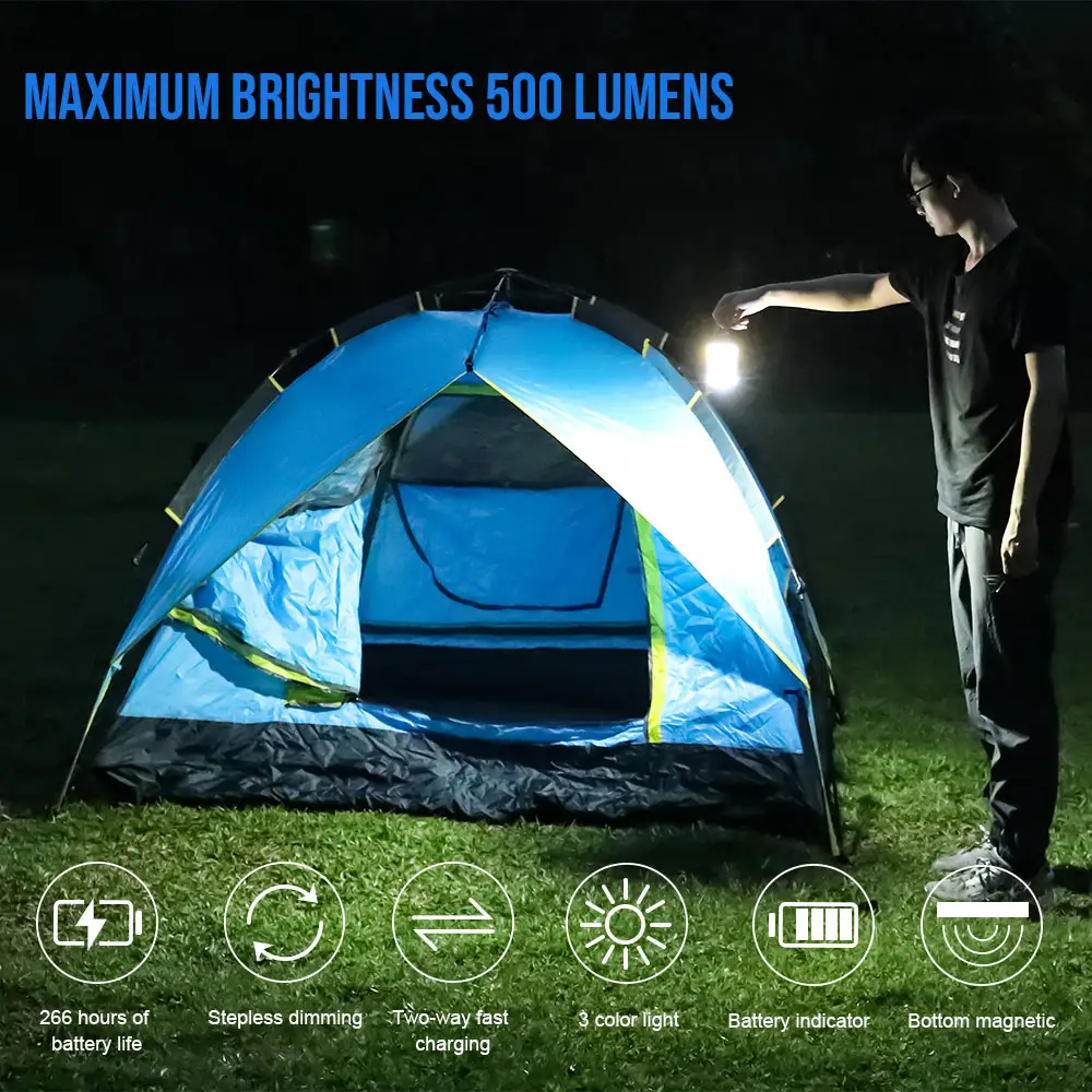 Lanterne extérieure étanche pour camping d'urgence TrustFire C2 500LM lumière jaune légère magnétique pour les activités de plein air