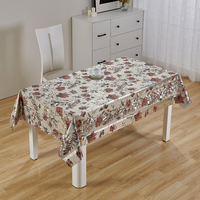 Nappe en PVC RNPT classique à bordure florale, imprimée métallique, avec support tissé, imperméable, pour table à manger
