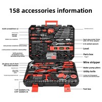 Ensemble d'outils professionnels pour la maison de 158 pièces, kit d'outils à main tout-en-un pour mécaniciens avec étui robuste pour l'entretien à domicile et au bureau